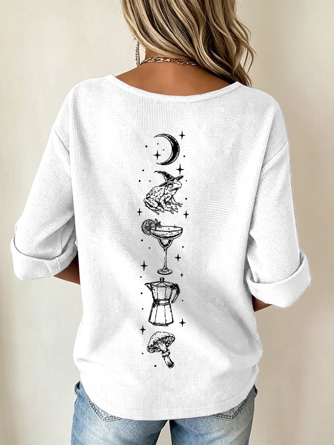 Women's Midnight Margaritas Print V Neck Top
