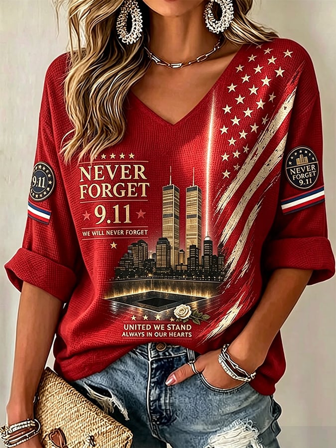 Women's Never Forget September 11 Print T-Shirt