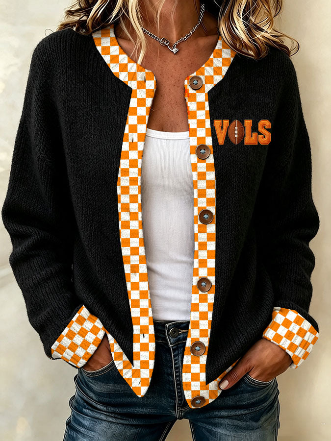Women'S Casual Football Plant Knitted Cardigan Top