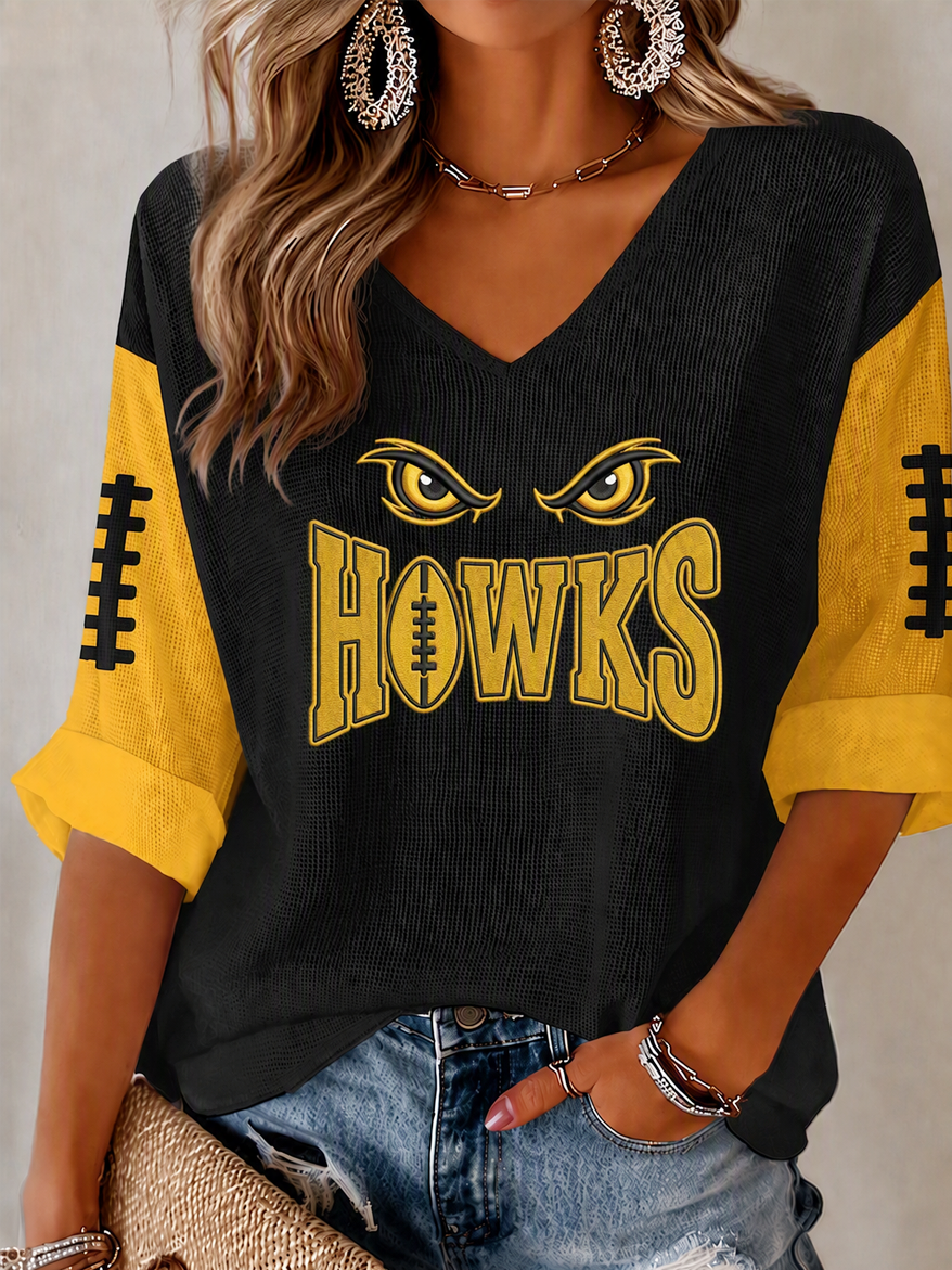 Women'S Football Print Waffle Top