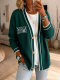 Women's Football Pattern Knit Cardigan