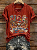 Women's USA 250th Years Independence And Freedom 1776-2026 Printed Short-Sleeve T-Shirt