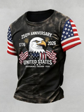 Men's Retro Patriotic 250th Anniversary Commemorative T-shirt