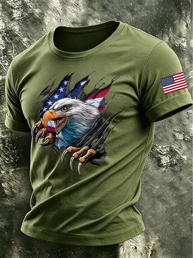 Men'S America Flag Printed Casual T-Shirt