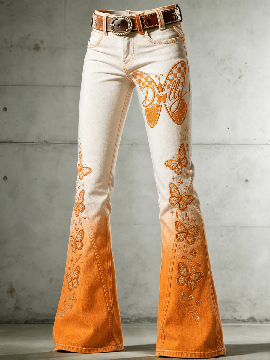 Women's Football Commemorative Printed Denim Pants
