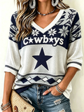 Women'S Football Print Waffle  Top