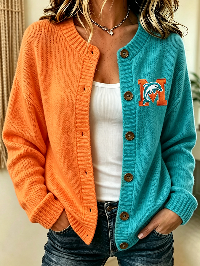 Women'S Casual Football Plant Knitted Cardigan Top