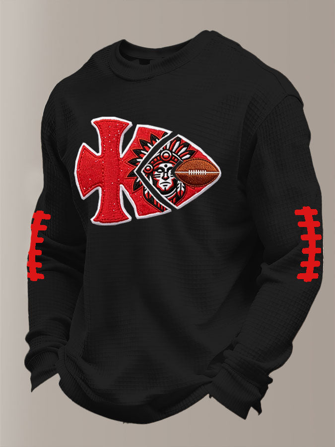 Men'S Football Printed Waffle Sweatshirt