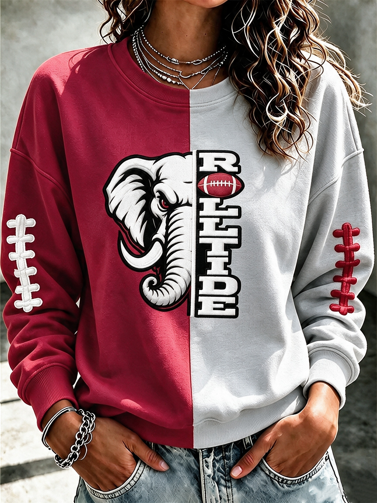 Women'S College Rugby Printed Round Neck Sports Shirt