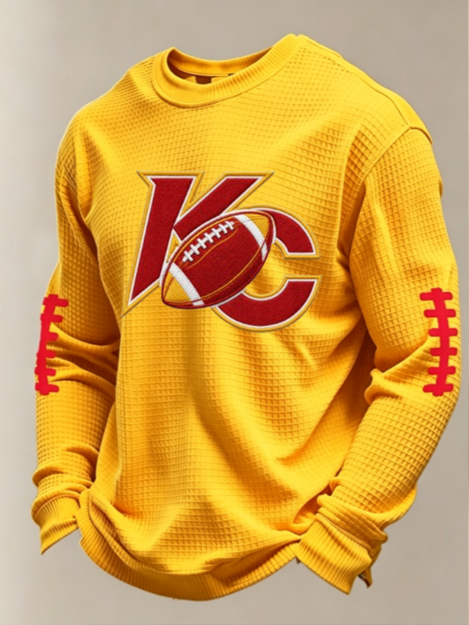 Men'S Football Printed Waffle T-Shirt