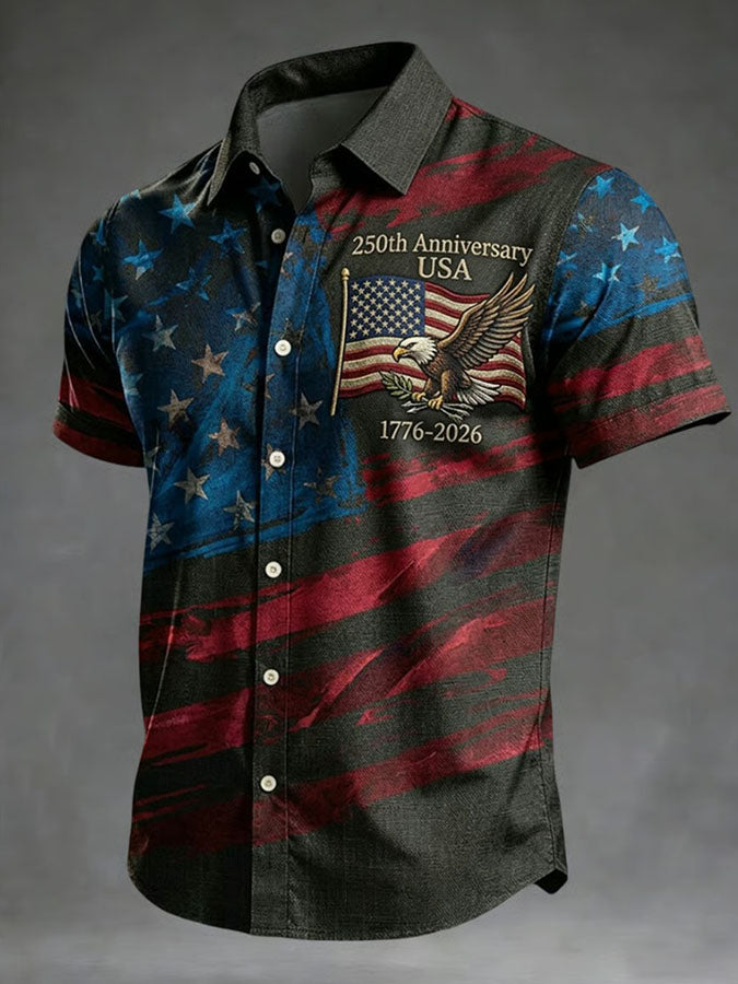 Men'S American 250Th Anniversary Printed Casual Shirt