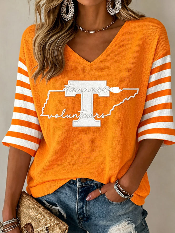 Women's Football Print Waffle Top