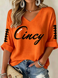 Women'S Football Print Waffle Top