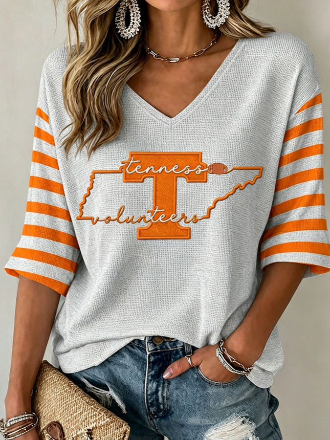 Women's Football Print Waffle Top