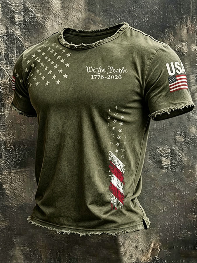 Men's American Flag Printed Casual T-shirt