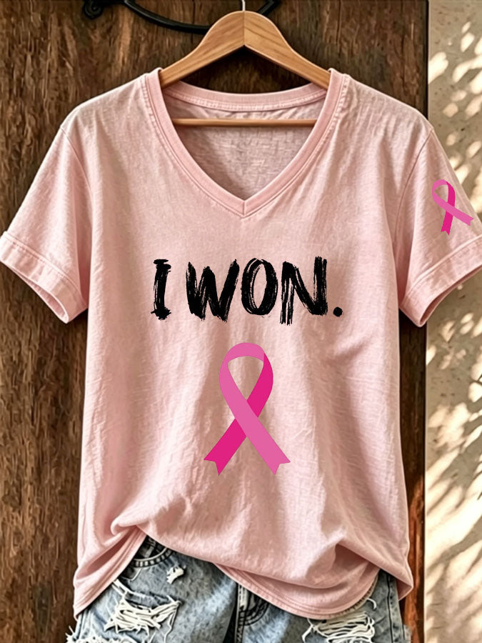 Women'S Breast Cancer Awareness Print T-Shirt