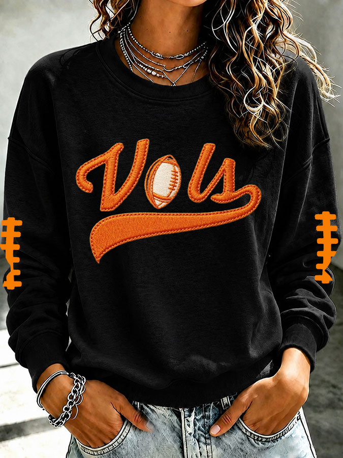Women'S Retro Football Round Neck Sports Shirt