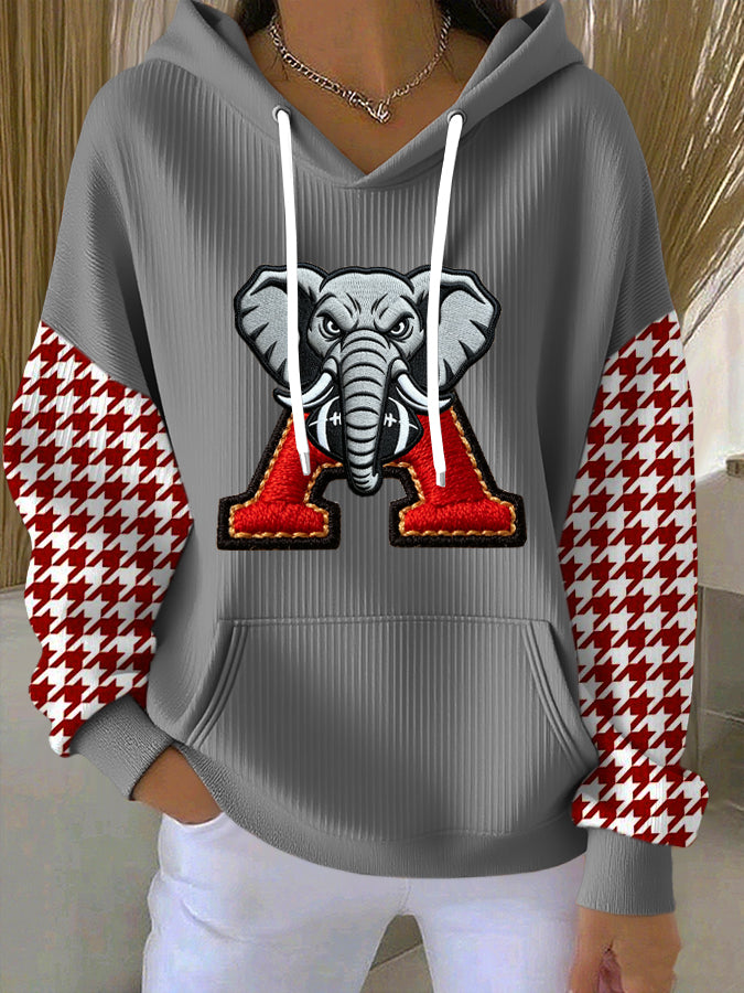 Women'S Football Print Hooded Sweatshirt