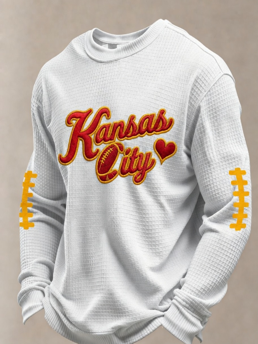 Men'S Football Printed Waffle T-Shirt