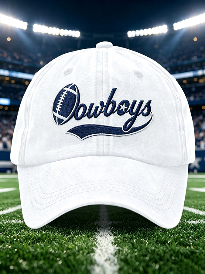 Unisex Football Print Washed Duckbill Cap
