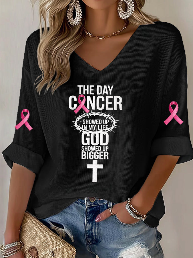 Women'S Pink Artistic Waffle T-Shirt