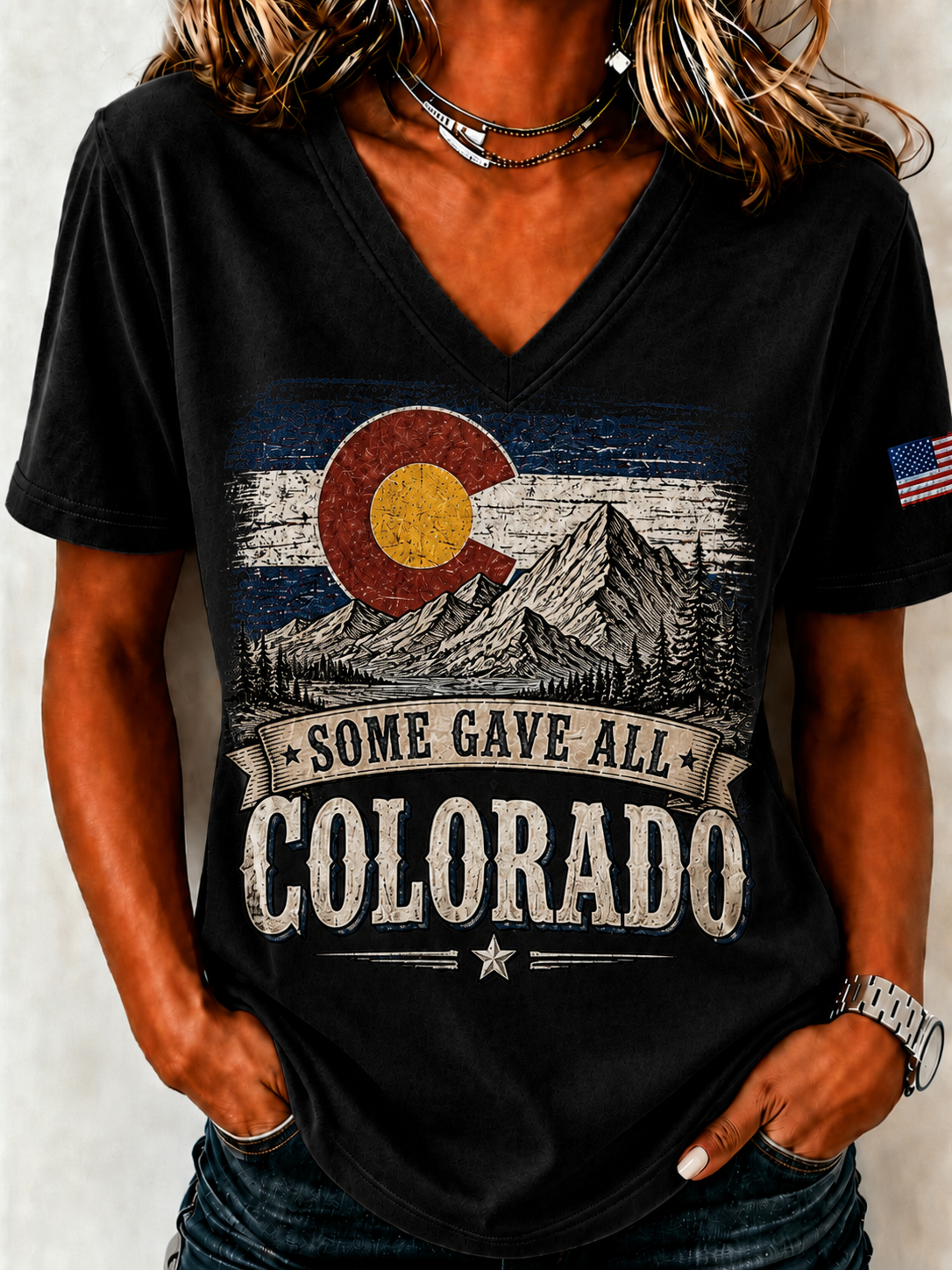 Women'S Colorado Strong: Rising From The Ashesn Printed T-Shirt  V-Neck T-Shirt