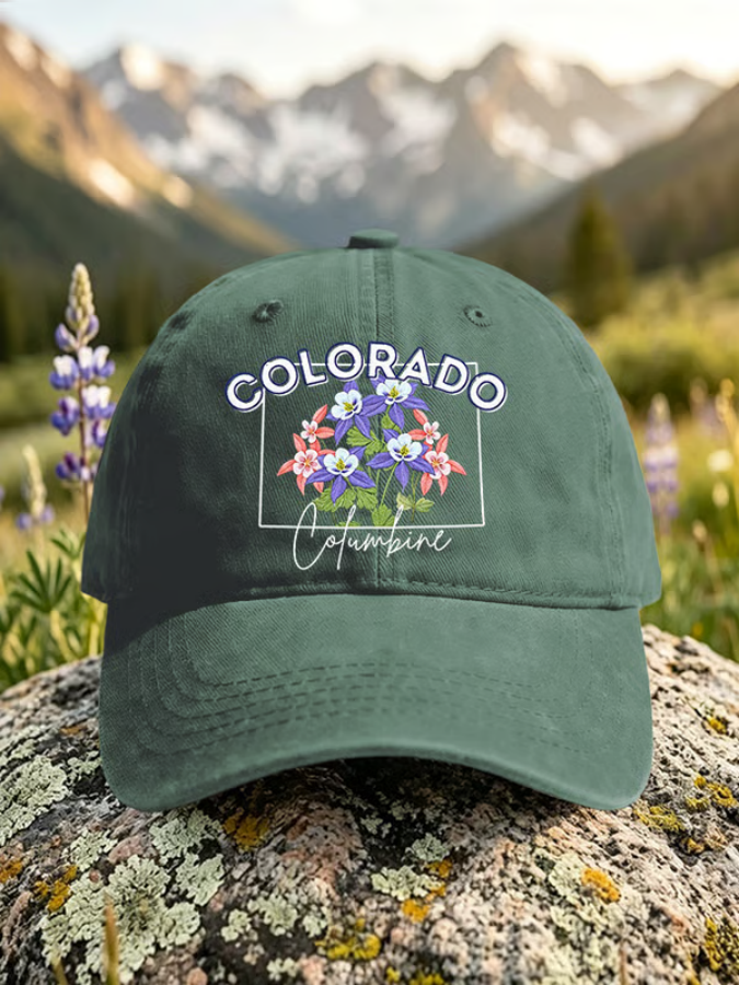 Retro Colorado Columbine Print Baseball Cap