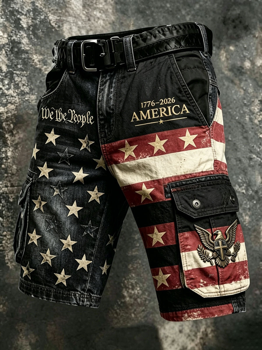 Men'S  Casual American 250Th Anniversary  Cargo Shorts