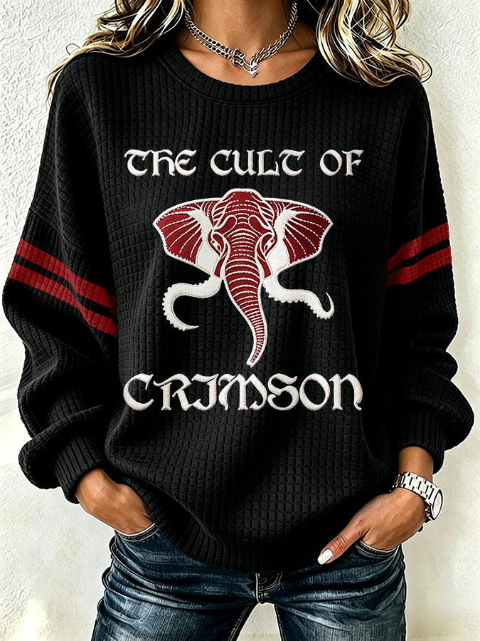 Women'S Football Fan  Long Sleeved Round Neck Sweatshirt