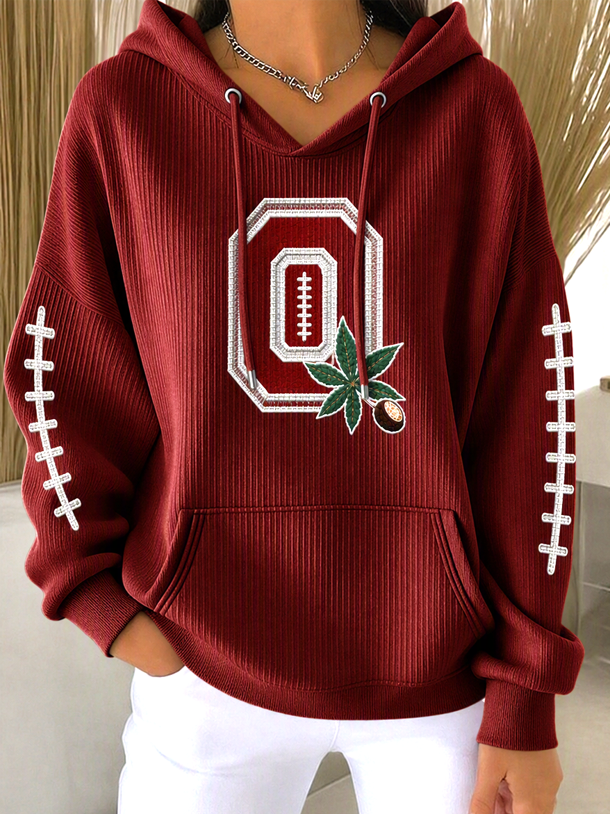 Women'S College Football Printed Hooded Sweatshirt