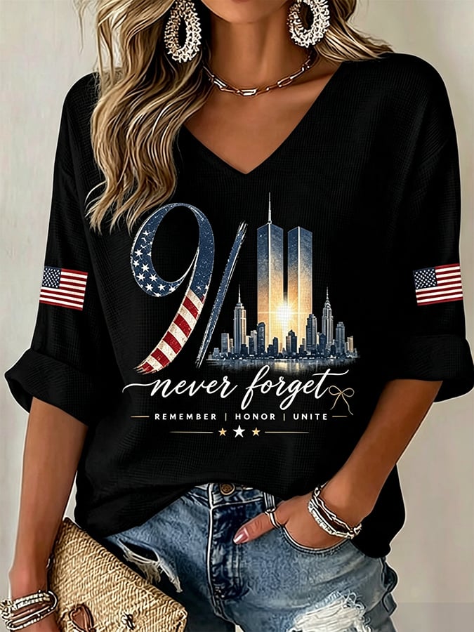 Women's Never Forget September 11 Print T-Shirt
