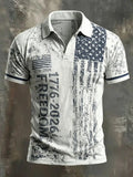 Men'S Casual 250Th Anniversary Celebration Of The Founding Of The United States, Geometric Personalized Printed Polo Shirt