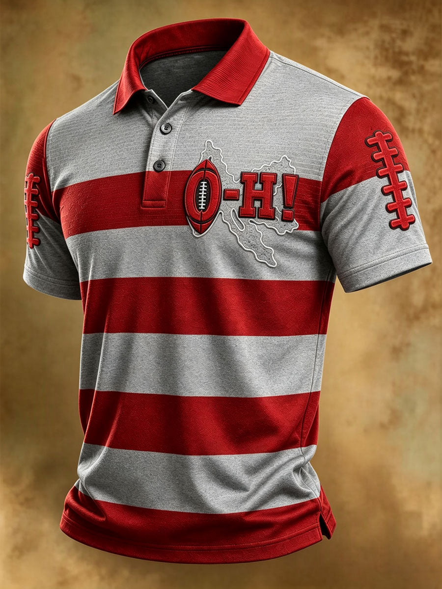 Men'S Retro Rugby Collar Polo T-Shirt
