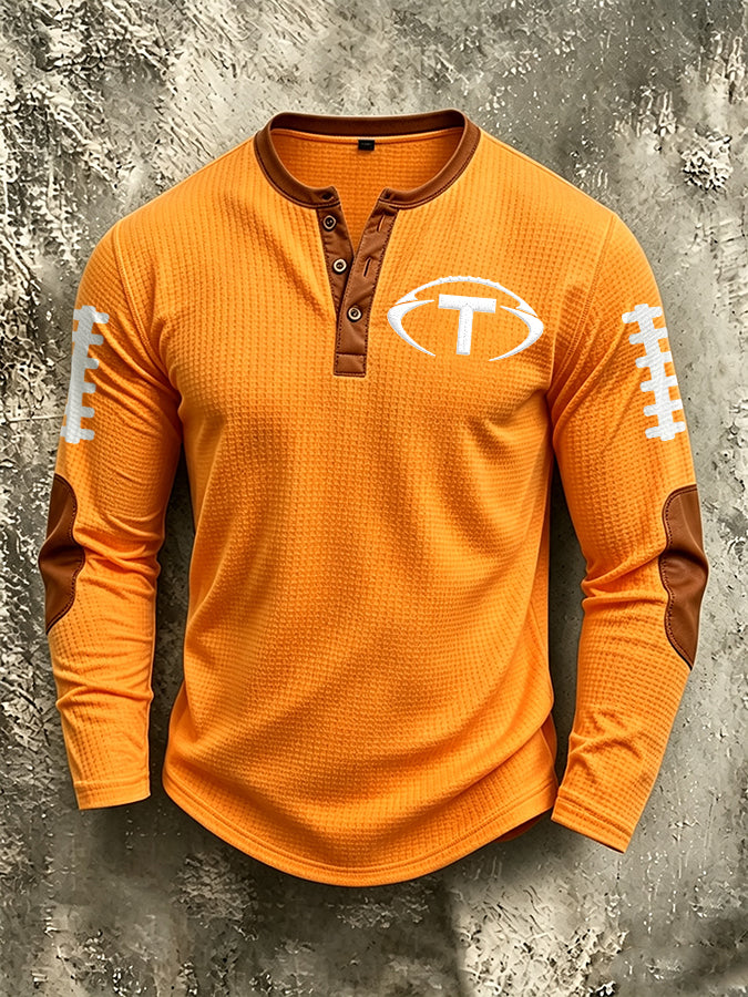 Men's Football Printed Waffle Top