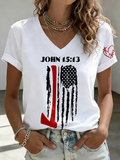 Wilderness Eagle Cross Faith Through The Fire V Neck Short Sleeve Vintage T-Shirt