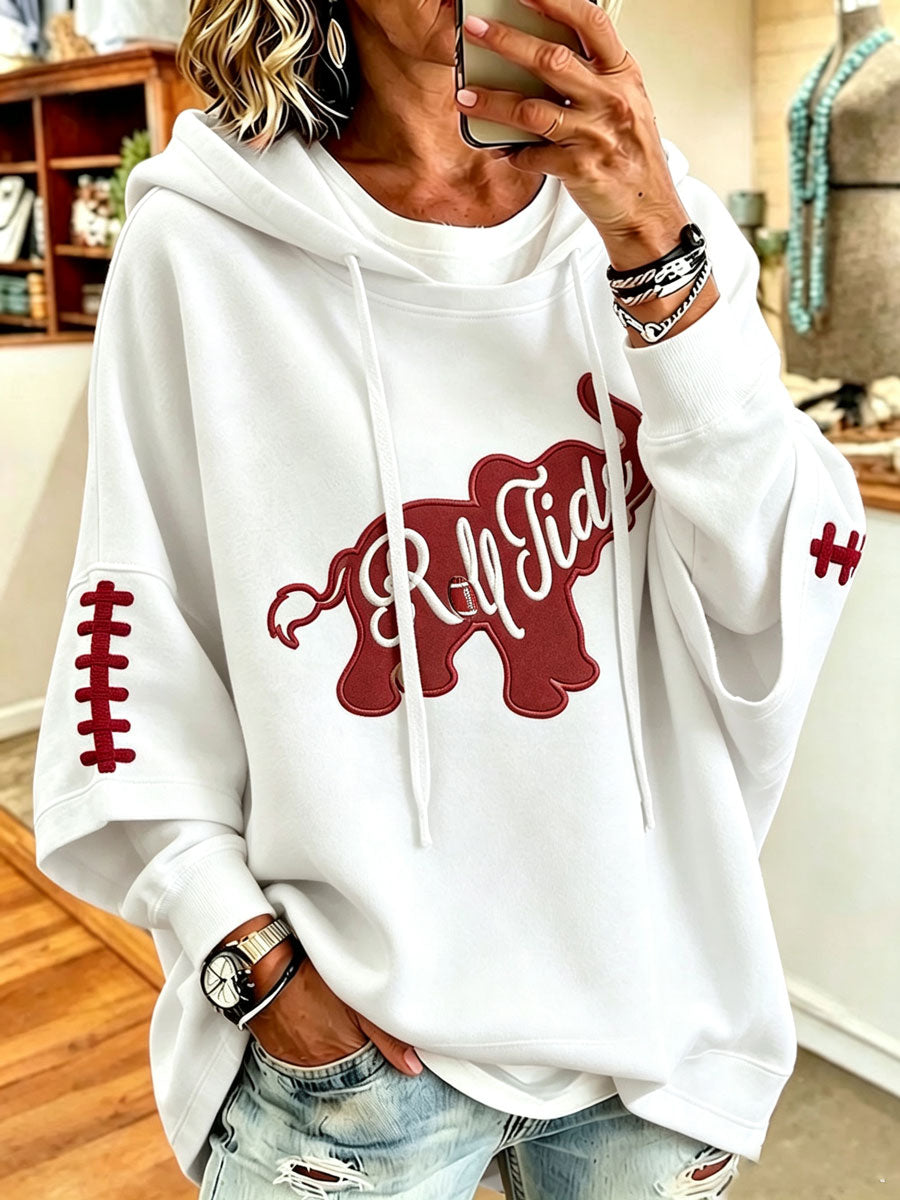 Women'S Retro Rugby Printed Hoodie