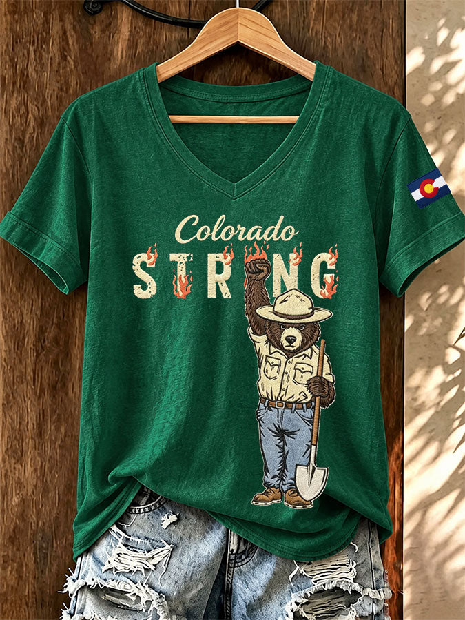 Women'S Colorado Strong Printed V-Neck T-Shirt