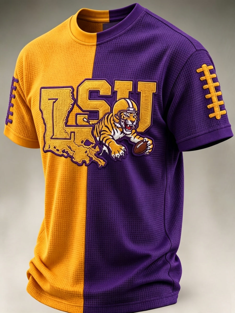 Men's Football Fan Print Waffle T-Shirt