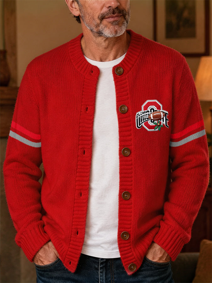 Men'S Casual Football Knitted Cardigan Top