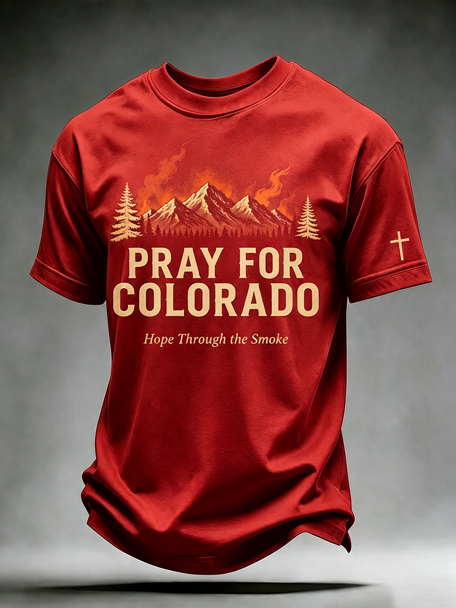 Pray For Colorado Hope Through The Smoke Mountain Forest Vintage Graphic Short Sleeve T-Shirt