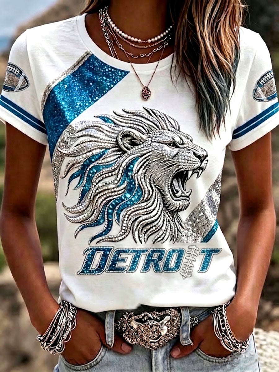 Women'S Fan Printed Round Neck T-Shirt
