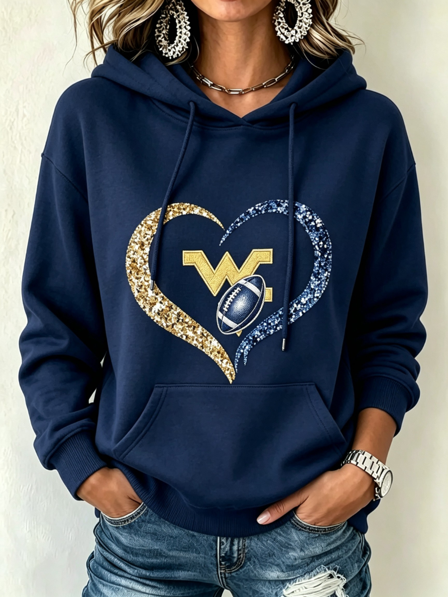 Women's Football Print Casual Hoodie