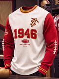 Men's Rugby Team Graphic Waffle-Knit Raglan Long-Sleeve Top