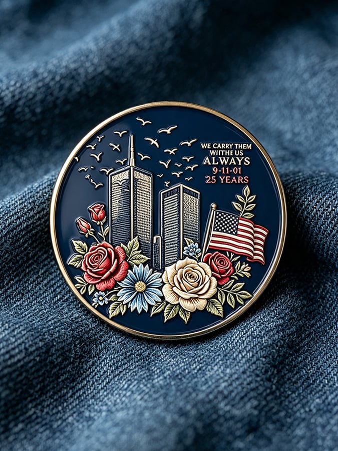 Unisex 9/11 25th Anniversary We Will Never Forget Brooch