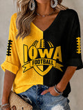 Women'S Football Print Waffle Top