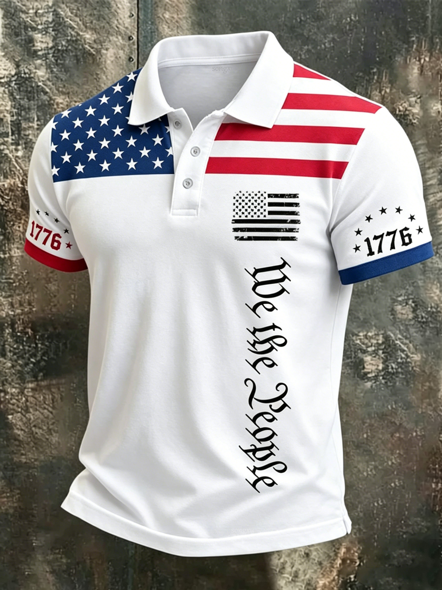 Men's 250th Anniversary Print Casual Polo Shirt