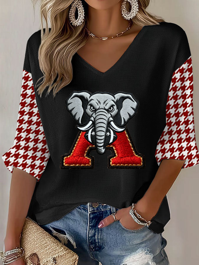 Women'S Football Print Waffle  Top
