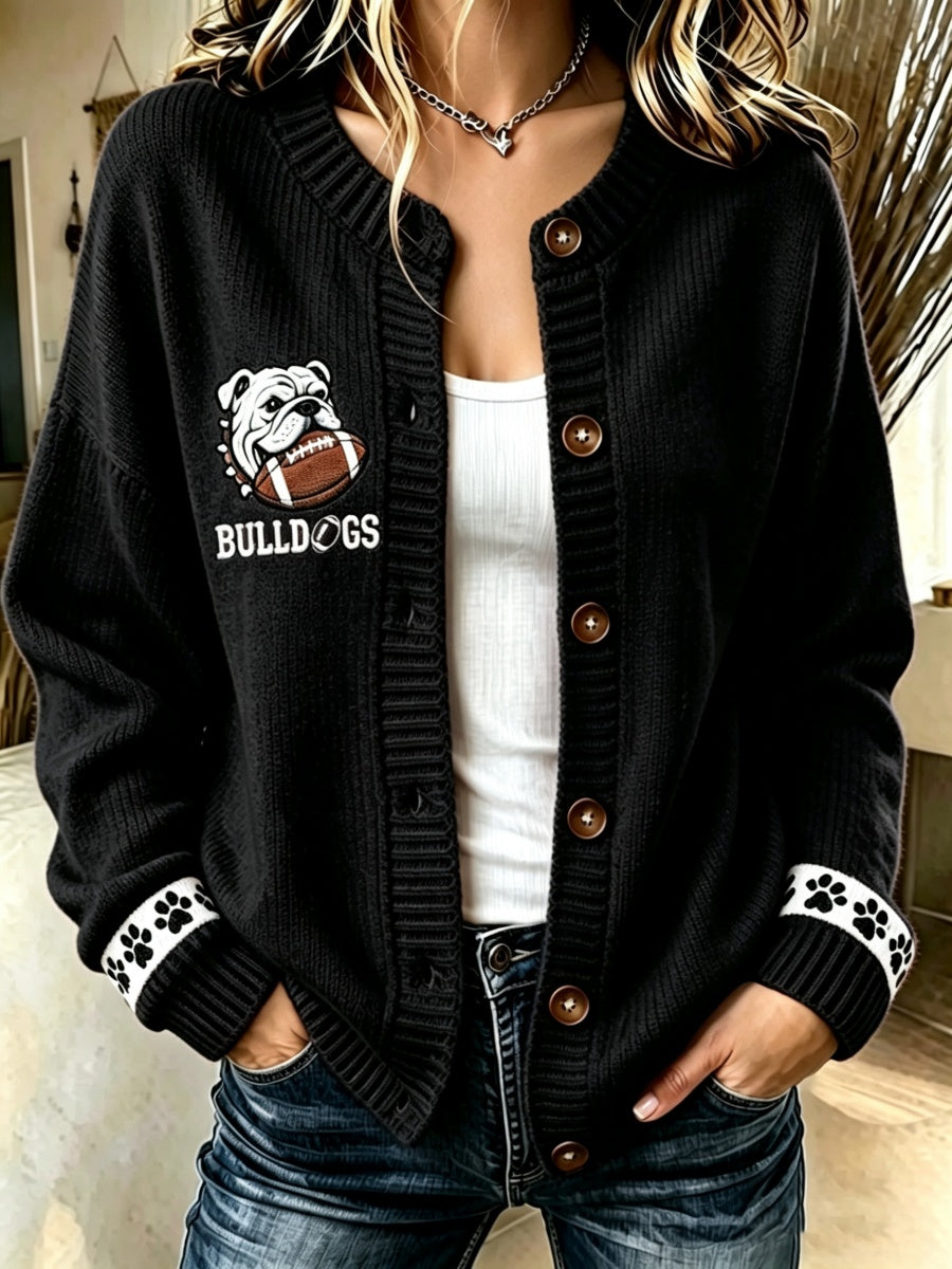 Women's Football Pattern Knitted Cardigan Top