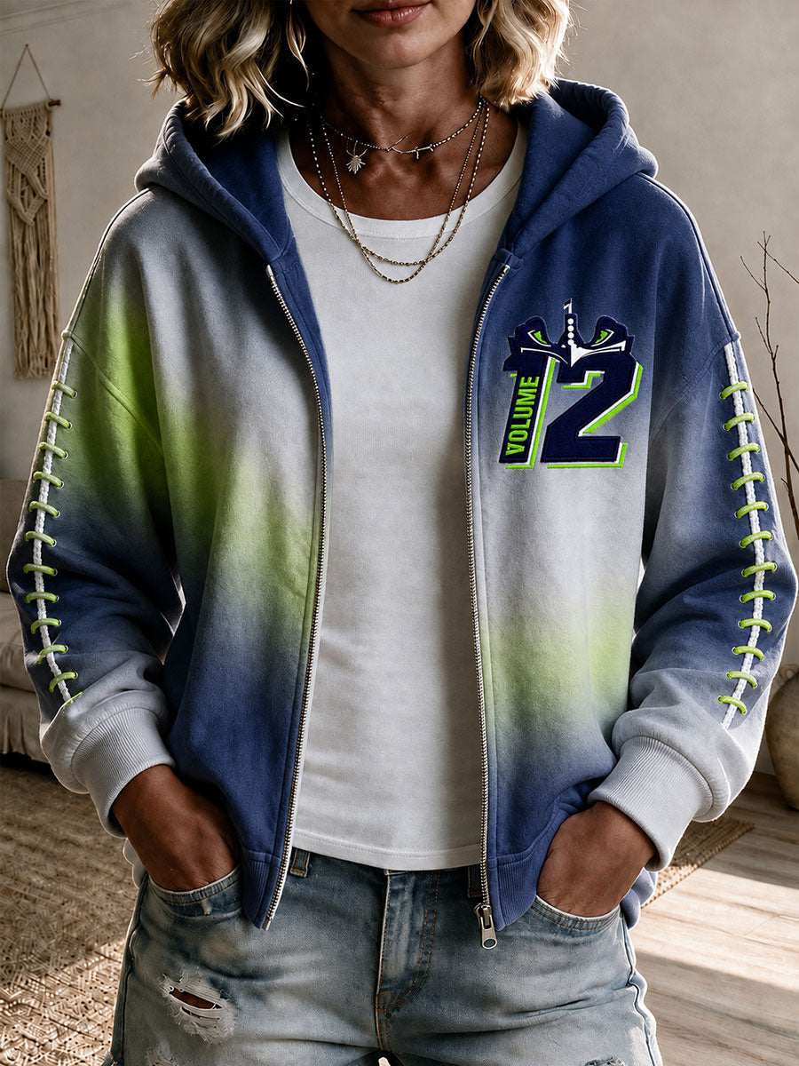 Women's American football Print Zip-Up Hoodie
