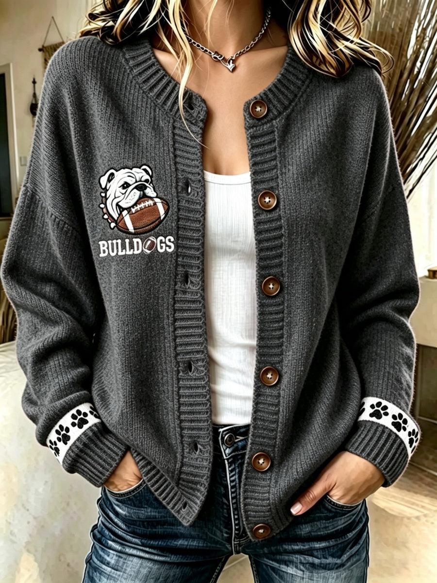 Women's Football Pattern Knitted Cardigan Top